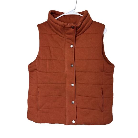Womens Large Perfect Puffer Vest Burnt Orange Fall Layering by Becaal - Picture 3 of 8
